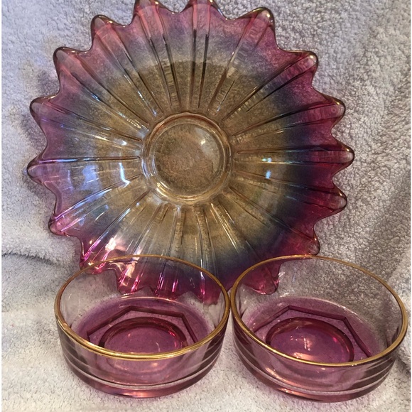 federal glass Other - VTG 50s Federal Glass Iridescent Carnival Glass Celestial Pattern 2 VTG Bowls